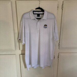 DUNNING x PGA OAK HILL Polo Shirt White Jacquard Golf Coolmax Men’s XL